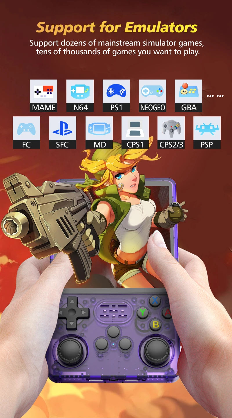 R36PLUS Retro Gaming Handheld Console - 4 inch IPS Display - Built-in WiFi - 15,000 Games - 64GB/128GB/256GB