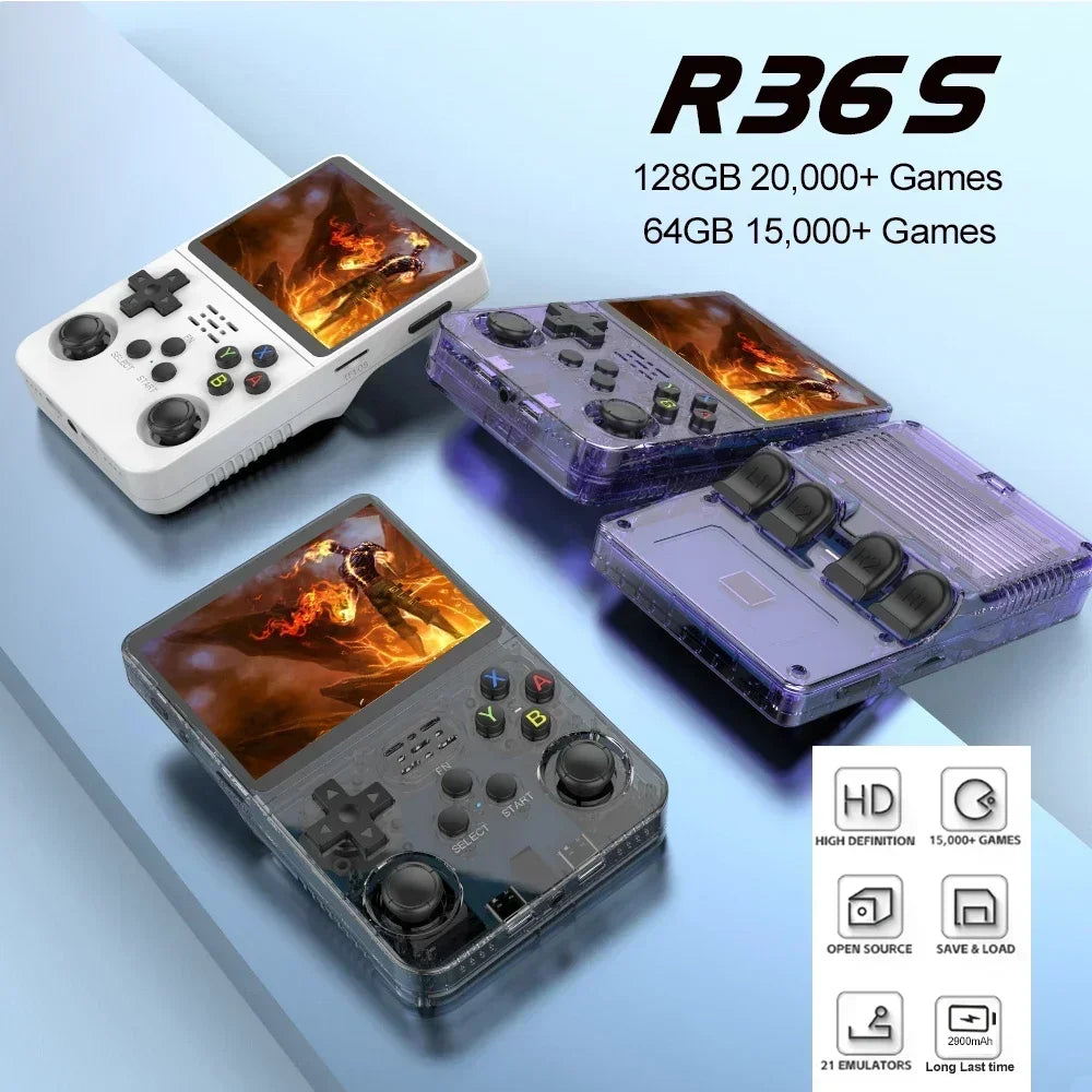 R36S Retro Handheld Game Console - Linux System - 3.5 Inch IPS Screen - 15,000 Games -64GB/128GB
